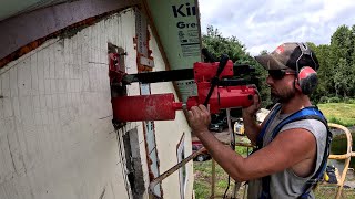 Setting up a wall mount Bluerock core drill rig for drilling concrete [upl. by Uno]