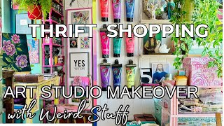 Tiny home Organization  Art Studio makeover  Weird Thrifted Decor [upl. by Haceber]