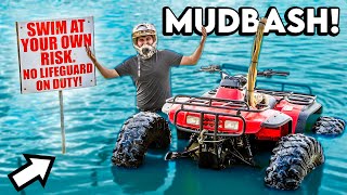 FLOATING MY FOURWHEELER ACROSS LAKE MUD BASH 2023 [upl. by Leasia]