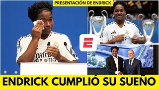 ENDRICK ENTRE LÁGRIMAS fue presentado CON REAL MADRID en el SANTIAGO BERNABÉU por FLORENTINO PÉREZ [upl. by Eentirb]