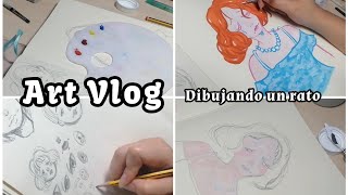 Dibujando una temática personal 🫂💧 GOUACHE  Art vlog 🎨🎨 [upl. by Erfert]