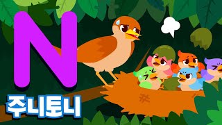 주니토니 파닉스★  알파벳 N송  Nightingale’s Nest  Phonics  노래하며 배우는 알파벳 ABC  파닉스송  영어동요  주니토니 by 키즈캐슬 [upl. by Albertina]