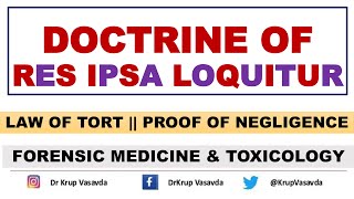 Doctrine of Res Ipsa loquitur  Laws of Tort  Dr Krup Vasavda [upl. by Neelhtakyram]