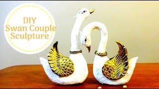 DIY SWAN COUPLE SCULPTURE VALENTINE DAY GIFT IDEAS  HOME DECOR IDEAS [upl. by Icul]