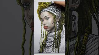 Stunning AfricanInspired Art Coloring  Vibrant Blue amp Gold Portrait art coloring [upl. by Edalb912]