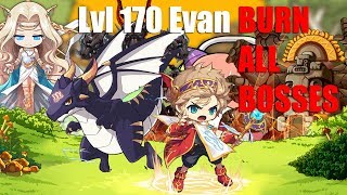 Maplestory m  Lvl 170 Hyper Skill Evan Burn all Bosses [upl. by Chaiken]