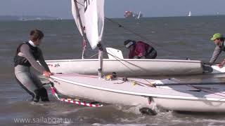 How to sail  Beach launching a single handed boat [upl. by Animaj]