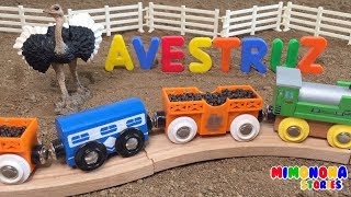 Aqui dice ¡Vaca🐮 Trencito🚂 y Animales de la Granja🐷 para niños ✨ Mimonona Stories [upl. by Nosmirc]