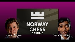 Magnus Carlsen vs Praggnanandhaa  Norway Chess 2024  Round 8 [upl. by Askwith]