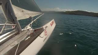 F16 Viper catamaran with Deck Sweeper on Pittwater [upl. by Yenaj945]