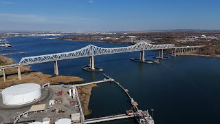 Outerbridge Crossing by drone New York City New Jersey USA [upl. by Itin]