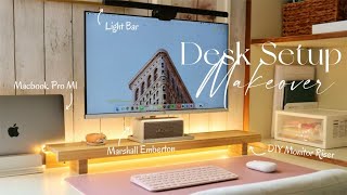 desk setup makeover  desk tour 🌷✨ minimal functional amp aesthetic  DIY monitor riser [upl. by Wolfgram]