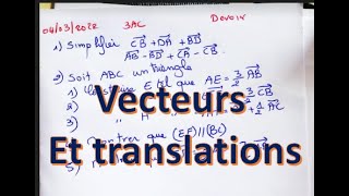 maths 3ème année collège vecteurs et translation exercice [upl. by Epifano837]