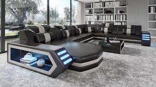 Eileend Leather Sectional Sofa with LED Lights  Futuristic Furniture  Jubilee Furniture [upl. by Salahcin]