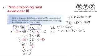 Y 53 Problemlösning med ekvationer I [upl. by Korfonta]