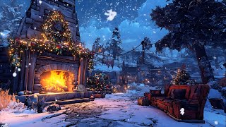 Fireside at Fyrestone 🔥❄️  1Hour Cozy Winter Ambience with Crackling Fireplace amp Snowfall [upl. by Jariv]