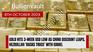 Gold Hits 3Week USD Low as China Discount Leaps Hezbollah Backs Truce with Israel [upl. by Lucina]