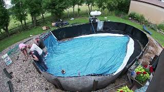 Installing a Pool Liner Time Lapse July 2024 Webster MN [upl. by Vassaux]