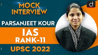 Parsanjeet Kour IAS Rank11  UPSC CSE 2022  English Medium  Drishti IAS English [upl. by Ahsyat]