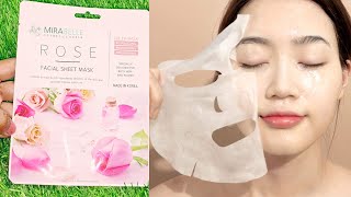 Rose facial sheet mask benefits and review  Korean facial sheet mask  Facial sheet mask unboxing [upl. by Atirehgram305]