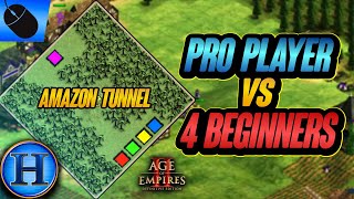 Professional Player vs 4 Beginners On AMAZON TUNNEL  AoE2 [upl. by Katinka253]