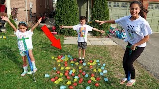 Kids BALLOON POP CHALLENGE family fun video [upl. by Junna]