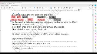 Exercise Acids Base and Oxides Question 1 to 10 Cambridge IGCSE Chemistry Lesson 53 part e [upl. by Nwhas]