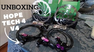 Unboxing NEW Hope Tech 4 V4 Brakes  Rotors [upl. by Tomasz]