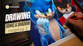 Drawing Sonic amp Shadow  Sonic the Hedgehog 3  drawbin [upl. by Ennasirk]