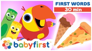 Toddler Learning Video w Color Crew amp Larry Surprise Eggs  First Words amp ABC for Kids  BabyFirstTV [upl. by Averell632]