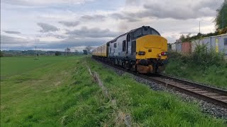 Direct Rail Services 37419 and 37423 at Dingwall Pitglassie foot crossing [upl. by Notyrb]