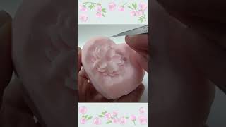 【Cherry Blossom and Hearts】Easy Soap Carving  How to carve a pretty flower  Satisfying shorts [upl. by Ayikaz]