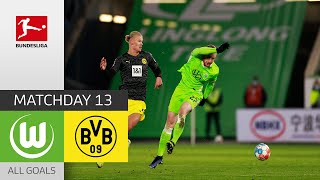 Haaland Record  VfL Wolfsburg  Borussia Dortmund 13  All Goals  Matchday 13 – Bundesliga 2021 [upl. by Llewon]