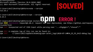 SOLVED npm ERR Unexpected end of JSON input while parsing near [upl. by Line179]