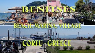 4K Corfu  Benitses  Beach amp Marina amp Village  Greece [upl. by Tija]