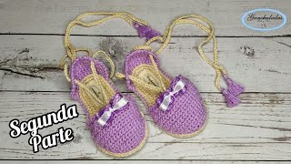 ALPARGATAS o SANDALIAS a GANCHILLO CROCHET PARA NIÑA con PUNTOS BÁSICOS  PARTE 2 [upl. by Icam]