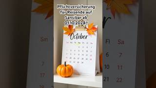 Pflichtversicherung für Reisende auf Sansibar ab01102024 [upl. by Peri642]