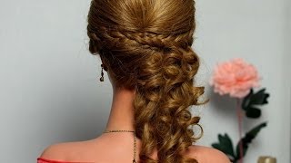 Curly half up half down hair tutorial hairstyle with braids [upl. by Heall]