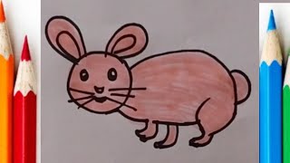 how to draw a rabbit rabbit easy drawing and colouring for kidsmew mew mooo [upl. by Mosenthal389]