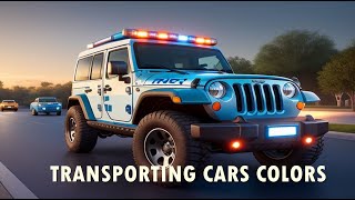 TRANSPORTING CARS COLORS SUV CARS JEEP POLICE AMBULANCE POLICE BUS  FS 22 [upl. by Marr996]