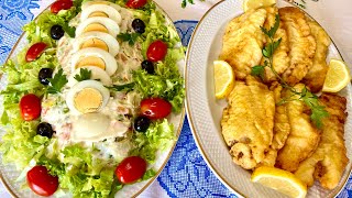 Filetes de peixe com salada russa e Maionese CASEIRA [upl. by Enneles]