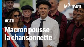 Emmanuel Macron entonne un chant traditionnel pyrénéen avec des bergers [upl. by Biron625]