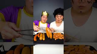 Fire noodle Kielbasa Vienna Frank Sausage Big Ham Mukbang  TikTok Funny Videos  HUBA shorts [upl. by Rask585]