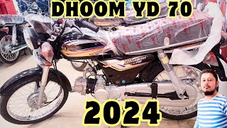 Dhoom yd 70cc 2024 model motorcycle  features  fuel average  price update  akber road bike [upl. by Evot]