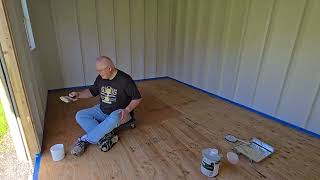 Shed wall painting complete Time to stain the floor [upl. by Freda]