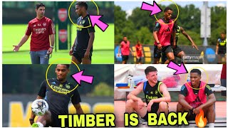 ✅ INSIDE ARSENAL TRAINING TODAY 😱 JURRIEN TIMBER IS BACK AT ARSENAL TRAINING TODAY ARTETA CONFIRM [upl. by Ennayhc]