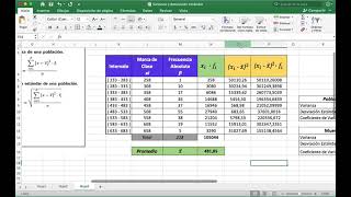 Varianza Desviación Estándar y Coeficiente de Variación en datos agrupados EXCEL [upl. by Neitsabes]