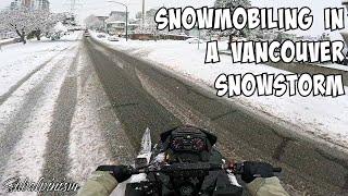 Snowmobiling Vancouver Streets amp Pushing Out Stuck Cars [upl. by Kcirederf]