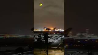 ASIANA AIRLINES AIRBUS A380 LATE NIGHT TAKEOFF FROM LOS ANGELES INT AIRPORTshort airbusa380 la [upl. by Fortna]