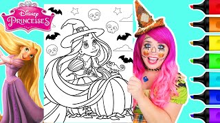 Coloring Rapunzel Halloween Disney Tangled Coloring Page  Ohuhu Art Markers [upl. by Fachan]